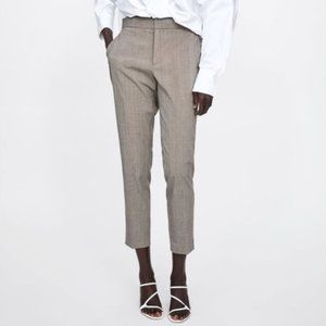 Zara Plaid Check Cigarette Ankle Pant Trouser 12